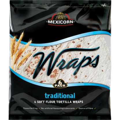 Picture of MEXICORN TORTILLA WRAPS - TRADITIONAL WHITE 6'S (25CM)