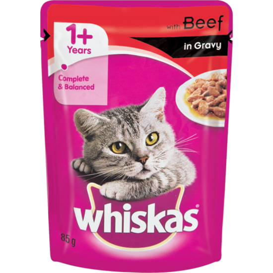 Picture of WHISKAS POUCH - BEEF & GRAVY  85G